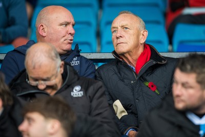 241026 - Cardiff v Bridgend Ravens - Super Rygbi Cymru (SRC) -  WRU chairman Lyndon Faulkner watches the game from the stand