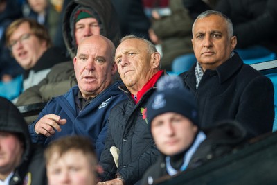 241026 - Cardiff v Bridgend Ravens - Super Rygbi Cymru (SRC) -  WRU chairman Lyndon Faulkner watches the game from the stand