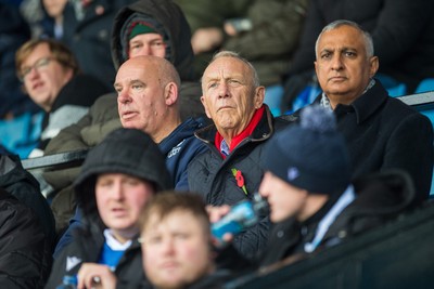 241026 - Cardiff v Bridgend Ravens - Super Rygbi Cymru (SRC) -  WRU chairman Lyndon Faulkner watches the game from the stand