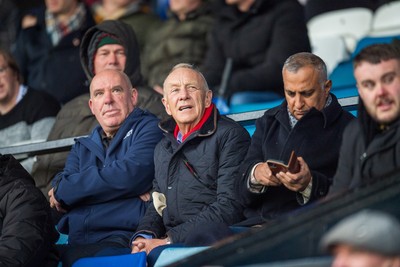 241026 - Cardiff v Bridgend Ravens - Super Rygbi Cymru (SRC) -  WRU chairman Lyndon Faulkner watches the game from the stand