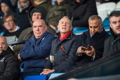 241026 - Cardiff v Bridgend Ravens - Super Rygbi Cymru (SRC) -  WRU chairman Lyndon Faulkner watches the game from the stand