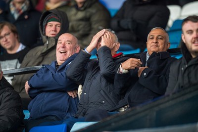 241026 - Cardiff v Bridgend Ravens - Super Rygbi Cymru (SRC) -  WRU chairman Lyndon Faulkner watches the game from the stand