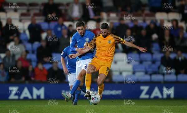 170919 - Macclesfield Town v Newport County - League 2 -   Corey O'Keefe of Macclesfield Town and Padraig Amond of Newport County 