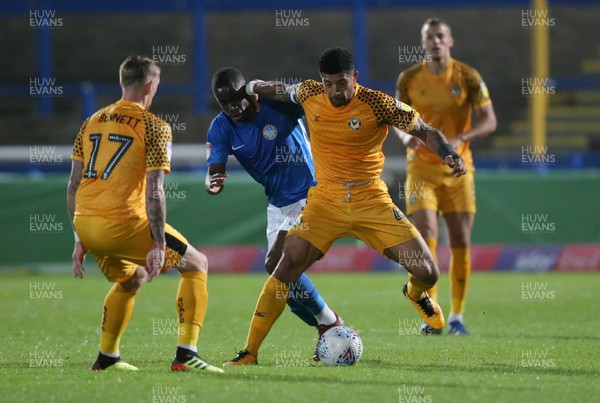 170919 - Macclesfield Town v Newport County - League 2 -   Joss Labadie of Newport County and Arthur Gnahoua of Macclesfield Town  