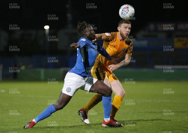 170919 - Macclesfield Town v Newport County - League 2 -  Mark O'Brien of Newport County and Virgil Gomis of Macclesfield Town 