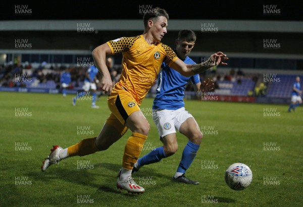 170919 - Macclesfield Town v Newport County - League 2 - Danny McNamara of Newport County and Connor Kirby of Macclesfield Town 