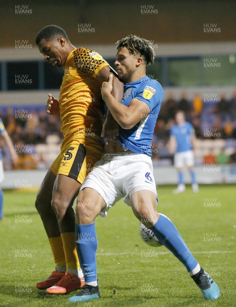 170919 - Macclesfield Town v Newport County - League 2 - Theo Vassell of Macclesfield Town holds back Tristan Abrahams of Newport County 