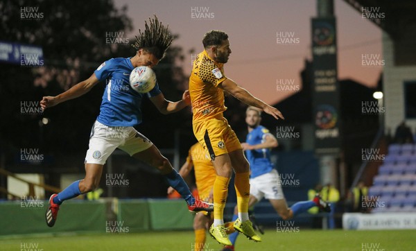 170919 - Macclesfield Town v Newport County - League 2 - Robbie Willmott of Newport County and Miles Welch-Hayes of Macclesfield Town 