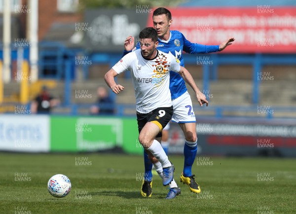 220419 - Macclesfield Town v Newport County, Sky Bet League 2 - Padraig Amond of Newport County looks to get away