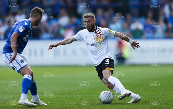 220419 - Macclesfield Town v Newport County, Sky Bet League 2 - Dan Butler of Newport County takes on Callum Evans of Macclesfield Town