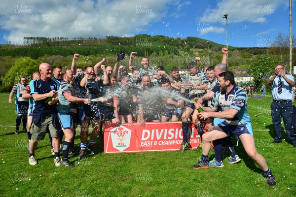 220417 - Machen - v - Beaufort - Welsh National League Division 3 East B - Machen players celebrating their title win