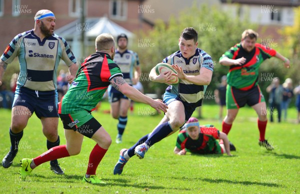 220417 - Machen - v - Beaufort - Welsh National League Division 3 East B - Josh Sullivan of Machen running in for a try