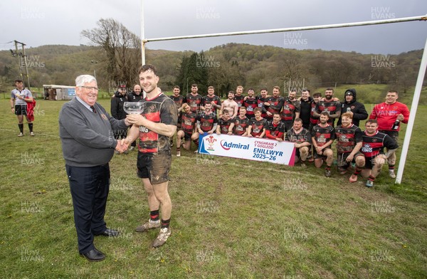 110426 - Machynlleth RFC v Mold RFC, Admiral National League 2 North - Captain Reece Le Tissier is presented the trophy from Mold President Richard Jones