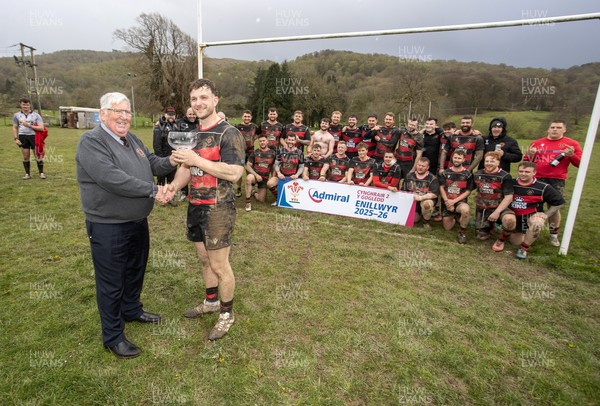 110426 - Machynlleth RFC v Mold RFC, Admiral National League 2 North - Captain Reece Le Tissier is presented the trophy from Mold President Richard Jones