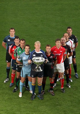 Magners League Launch 2008/2009, RDS, Dublin 27/8/2008 Alastair Kellock (Glasgow), Denis Leamy (Munster), John Muldoon (Connacht), Rhys Williams (Cardiff Blues), Leo Cullen (Leinster), Mike Blair (Edinburgh), Simon Easterby (Llanelli Scarlets), Tom Willis (Newport Gwent Dragons), Rory Best (Ulster) and Lee Byrne (Ospreys) at today's Magners League launch 