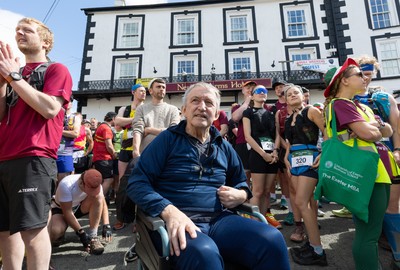 130626 - Man v Horse, Llanwrytd Wells - Welsh running legend Dick Evans, the first runner to cross the line in the first Man v Horse at the annual Man v Horse Race held at Llanwrytd Well, Powys, Wales