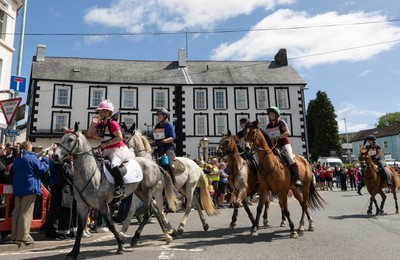 130626 - Man v Horse, Llanwrytd Wells - Riders and their horses set off at the start of  the annual Man v Horse Race held at Llanwrytd Well, Powys, Wales