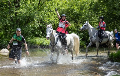 130626 - Man v Horse, Llanwrytd Wells - Competitors make their way around the course during the annual Man v Horse Race held at Llanwrytd Well, Powys, Wales