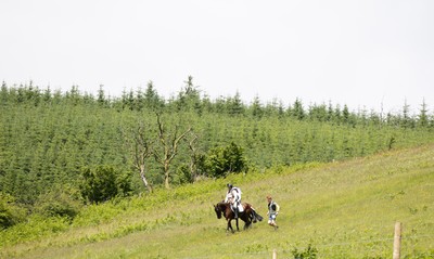 130626 - Man v Horse, Llanwrytd Wells - Competitors make their way around the course during the annual Man v Horse Race held at Llanwrytd Well, Powys, Wales