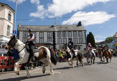 130626 - Man v Horse, Llanwrytd Wells - Riders and their horses set off at the start of  the annual Man v Horse Race held at Llanwrytd Well, Powys, Wales