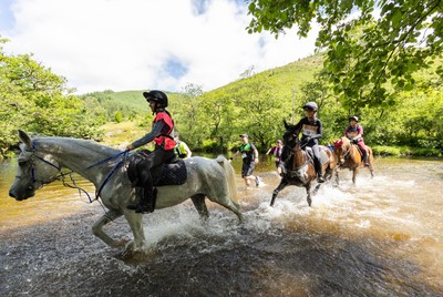130626 - Man v Horse, Llanwrytd Wells - Competitors make their way around the course during the annual Man v Horse Race held at Llanwrytd Well, Powys, Wales