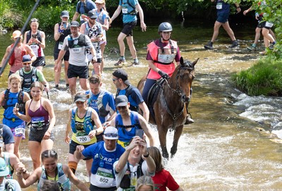 130626 - Man v Horse, Llanwrytd Wells - Competitors make their way around the course during the annual Man v Horse Race held at Llanwrytd Well, Powys, Wales