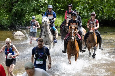 130626 - Man v Horse, Llanwrytd Wells - Competitors make their way around the course during the annual Man v Horse Race held at Llanwrytd Well, Powys, Wales