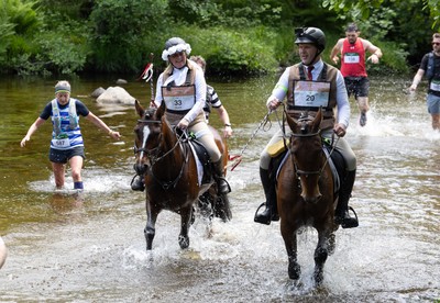 130626 - Man v Horse, Llanwrytd Wells - Newly married Nigel and Saffron Griffin, who married before the start of the race at the annual Man v Horse Race held at Llanwrytd Well, Powys, Wales