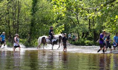 130626 - Man v Horse, Llanwrytd Wells - Competitors make their way around the course during the annual Man v Horse Race held at Llanwrytd Well, Powys, Wales