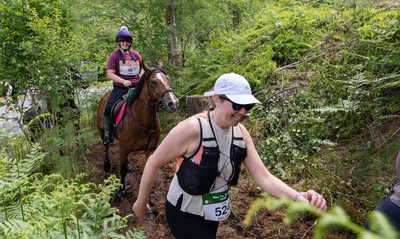 130626 - Man v Horse, Llanwrytd Wells - Competitors make their way around the course during the annual Man v Horse Race held at Llanwrytd Well, Powys, Wales