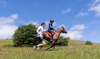 130626 - Man v Horse, Llanwrytd Wells - Competitors make their way around the course during the annual Man v Horse Race held at Llanwrytd Well, Powys, Wales