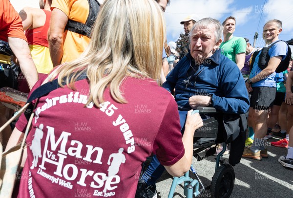 130626 - Man v Horse, Llanwrytd Wells - Welsh running legend Dick Evans, the first runner to cross the line in the first Man v Horse at the annual Man v Horse Race held at Llanwrytd Well, Powys, Wales