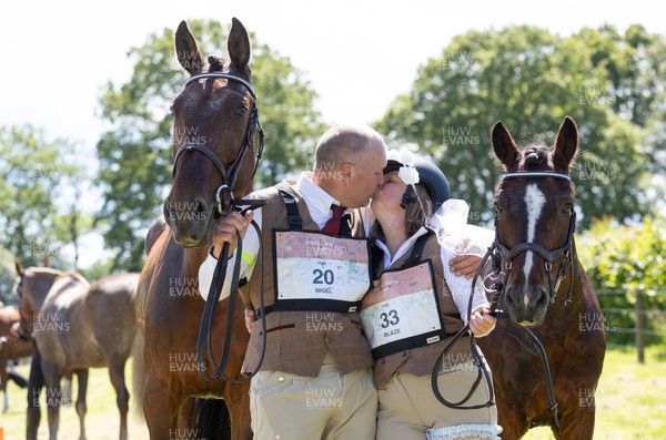 130626 - Man v Horse, Llanwrytd Wells - Newly married Nigel and Saffron Griffin, who married before the start of the race at the end of annual Man v Horse Race held at Llanwrytd Well, Powys, Wales