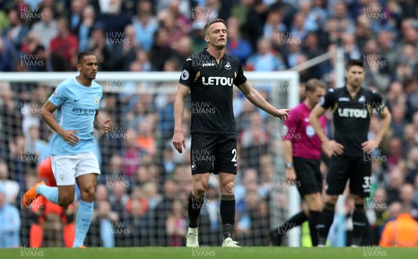 220418 - Manchester City v Swansea - Premier League - Dejected Andy King of Swansea