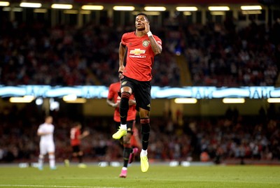 030819 - Manchester United v AC Milan - International Champions Cup - Marcus Rashford of Manchester United celebrates scoring goal