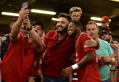 030819 - Manchester United v AC Milan - International Champions Cup - Fred of Manchester United meets fans at the end of the game