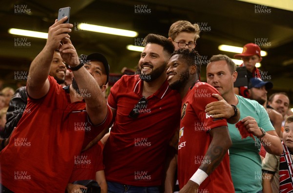 030819 - Manchester United v AC Milan - International Champions Cup - Fred of Manchester United meets fans at the end of the game