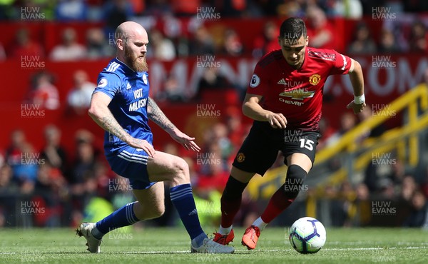 120519 - Manchester United v Cardiff City - Premier League - Andreas Pereira of Manchester United is challenged by Aron Gunnarsson of Cardiff City