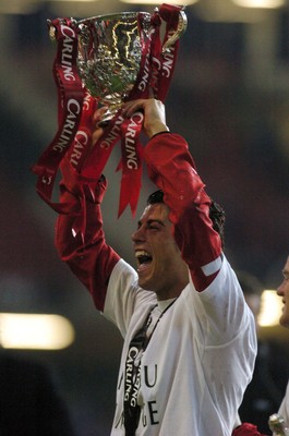 260206 - Manchester United v Wigan Athletic - Carling Cup Final - Manchester United Cristiano Ronaldo celebrates winning the Carling Cup