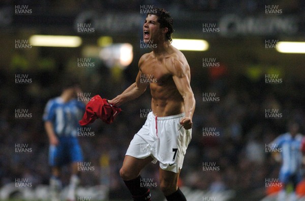 260206 - Manchester United v Wigan Athletic - Carling Cup Final - Man Utd's Cristiano Ronaldo celebrates goal 