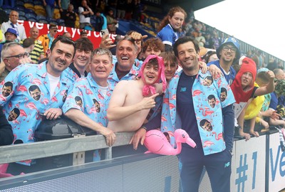 020526 - Mansfield Town v Cardiff City - Sky Bet League 1 - Manager Brian Barry-Murphy of Cardiff wears the shirt with his face printed on it by the fans