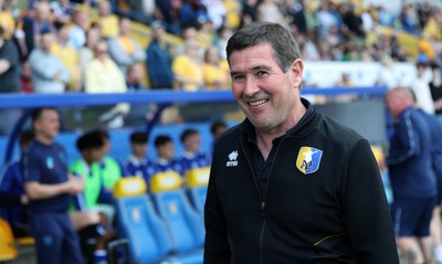 020526 - Mansfield Town v Cardiff City - Sky Bet League 1 - Mansfield manager Nigel Clough smiles before the match