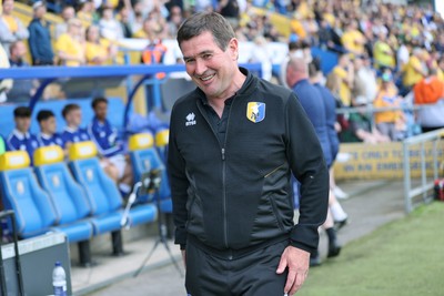 020526 - Mansfield Town v Cardiff City - Sky Bet League 1 - Mansfield manager Nigel Clough smiles before the match