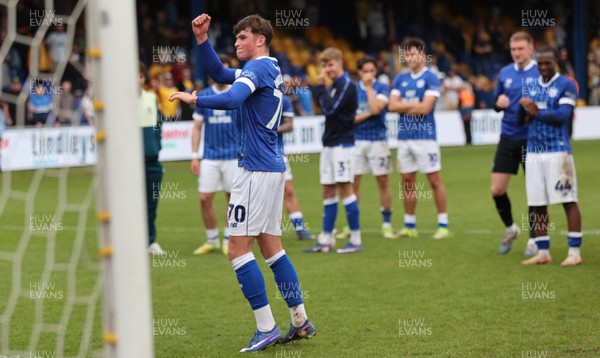 020526 - Mansfield Town v Cardiff City - Sky Bet League 1 - Noah Williams of Cardiff is put forward by Manager Brian Barry-Murphy of Cardiff to salute fans with rousing air punch