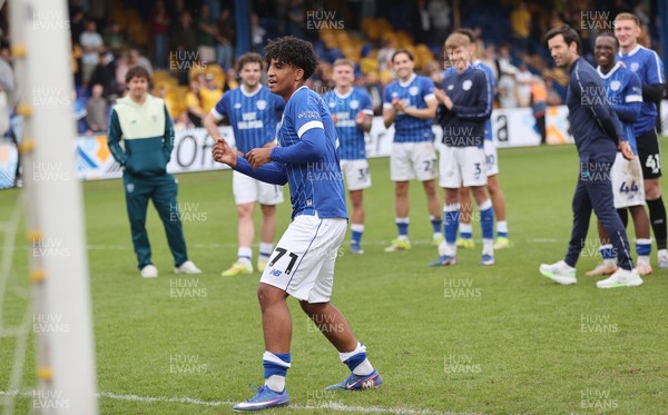 020526 - Mansfield Town v Cardiff City - Sky Bet League 1 - Paul Mereno of Cardiff is put forward by Manager Brian Barry-Murphy of Cardiff to salute fans with rousing air punch