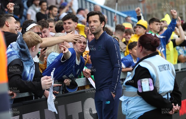020526 - Mansfield Town v Cardiff City - Sky Bet League 1 - Manager Brian Barry-Murphy of Cardiff with the travelling fans after the match