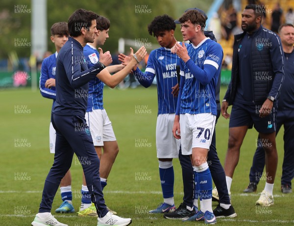 020526 - Mansfield Town v Cardiff City - Sky Bet League 1 - Manager Brian Barry-Murphy of Cardiff urges the players toward the travelling fans