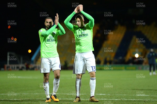 160118 - Mansfield Town v Cardiff City - FA Cup - Ashley Richards and Anthony Pilkington of Cardiff City at the end of the game