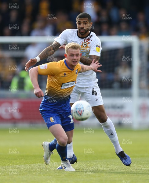 120519 - Mansfield Town v Newport County, Sky Bet League 2 Play Off Semi Final, second leg - Joss Labadie of Newport County and Willem Tomlinson of Mansfield Town compete for the ball