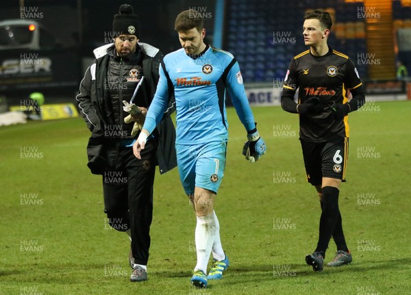130218 - Mansfield Town v Newport County, Sky Bet League 2 - Newport County goalkeeper Joe Day and Ben White leave the pitch at the end of the match